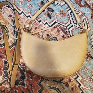 Poppy & Peonies Tan Shoulder Bag